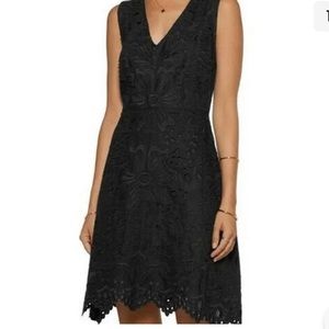 Theory embroidered v neck midi dress